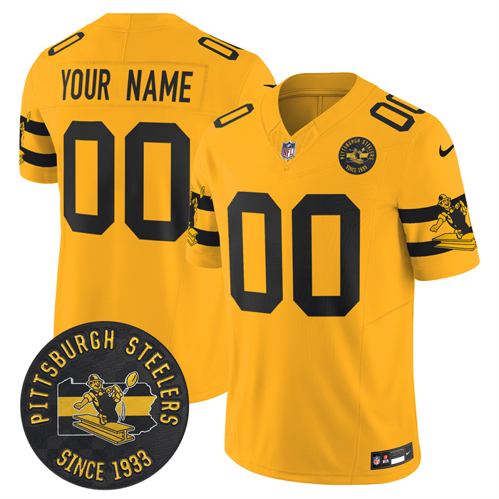 Men’s Pittsburgh Steelers Throwback 1933 Patch yellow Vapor Limited All Stitched Jersey