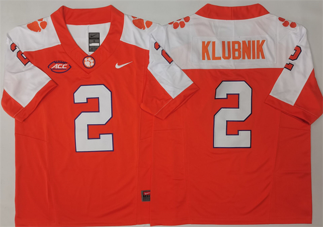 Men's Clemson Tigers #2 Cade Klubnik Orange White F.U.S.E. Stitched Football Jersey