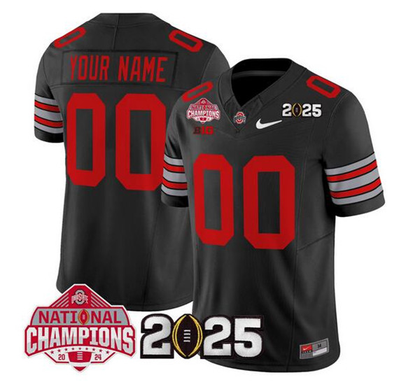 Men's Ohio State Buckeyes Active Player Custom Black 2025 CFP Final With National Champions Patch F.U.S.E. Vapor Limited Stitched Jersey