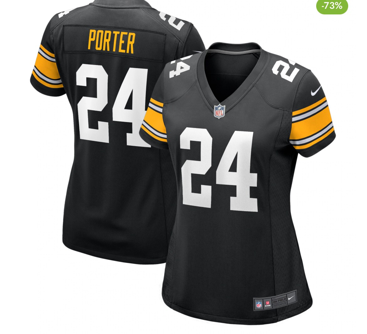 Women's Pittsburgh Steelers #24 Joey Porter Jr. Black Stitched Game Jersey