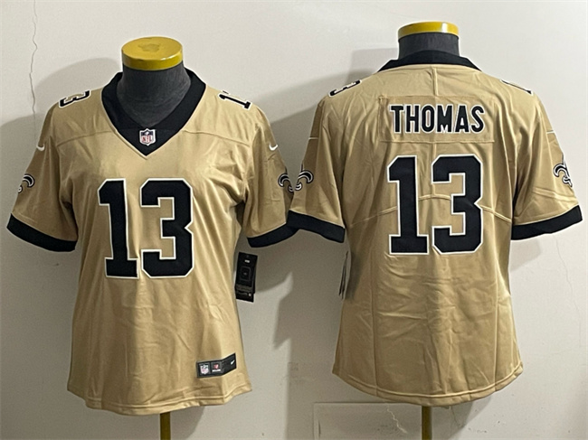 Women's New Orleans Saints #13 Michael Thomas Gold Alternate Vapor Limited Football Stitched Jersey(Run Small)