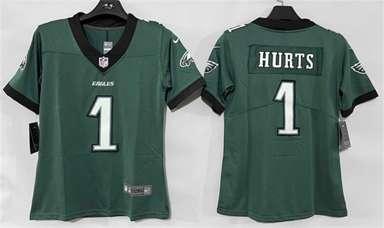 Women's Philadelphia Eagles #1 Jalen Hurts Green New Vapor Untouchable Limited Football Stitched Jersey(Run Small)
