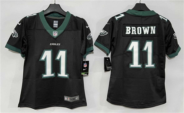 Women's Philadelphia Eagles #11 A. J. Brown Black New Vapor Untouchable Limited Football Stitched Jersey(Run Small)
