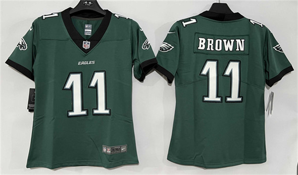 Women's Philadelphia Eagles #11 A. J. Brown Green New Vapor Untouchable Limited Football Stitched Jersey(Run Small)