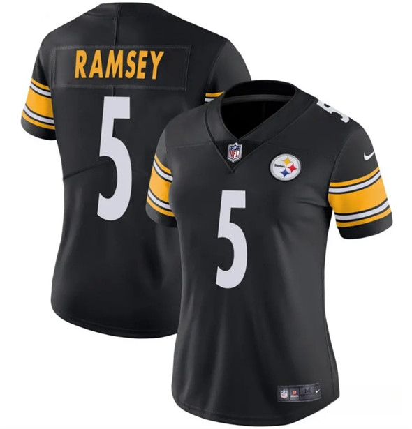 Women's Pittsburgh Steelers #5 Jalen Ramsey Black 2025 Vapor Untouchable Limited Football Stitched Jersey(Run Small)