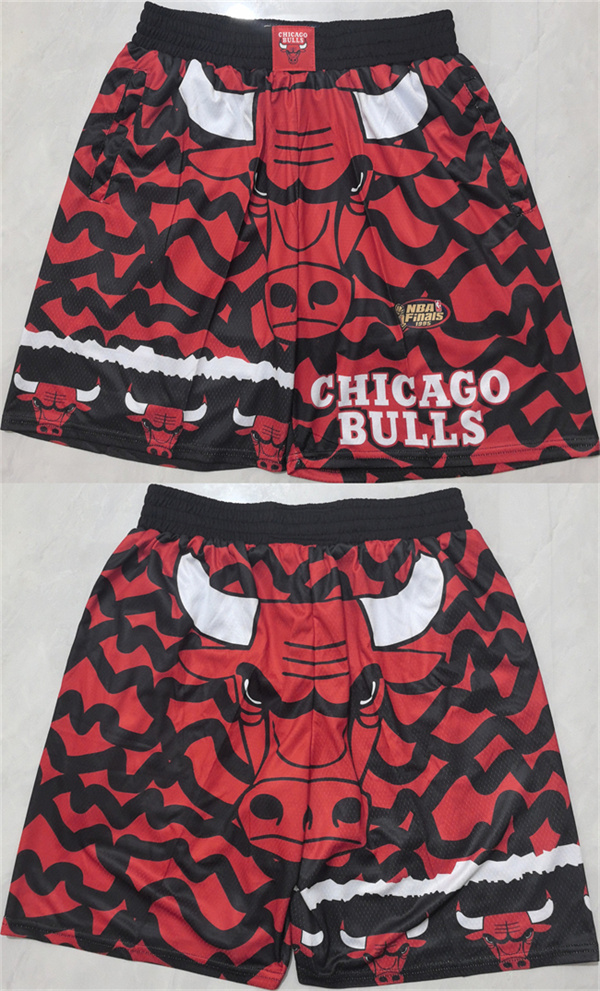 Men's Chicago Bulls Black Red Shorts (Run Small)