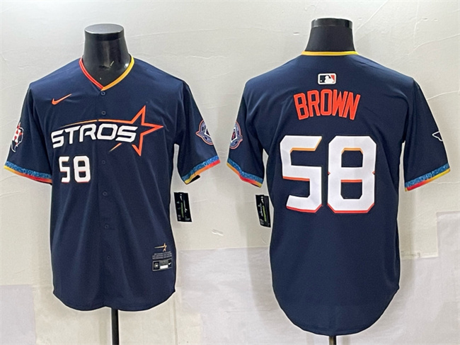 Men's Houston Astros #58 Hunter Brown Navy 2025 City Connect Limited Stitched Baseball Jersey