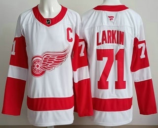 Men's Detroit Red Wings #71 Dylan Larkin White Authentic Jersey
