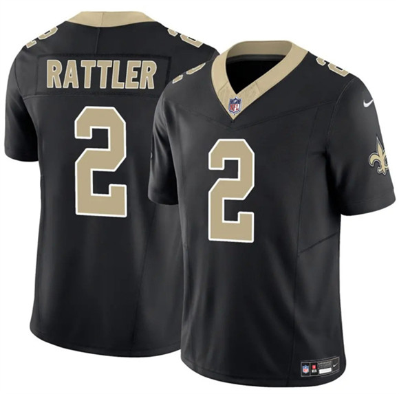 Men's New Orleans Saints #2 Spencer Rattler Black 2025 F.U.S.E Vapor Limited Football Stitched Jersey