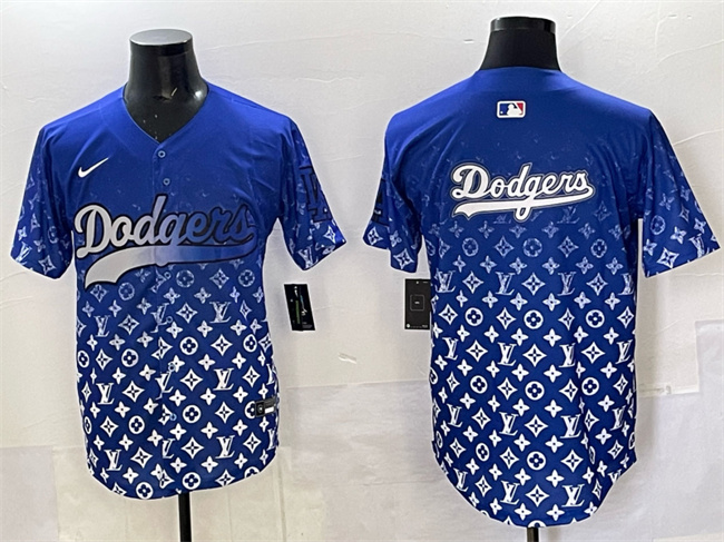 Men's Los Angeles Dodgers Team Big Logo Blue Limited Stitched Baseball Jersey