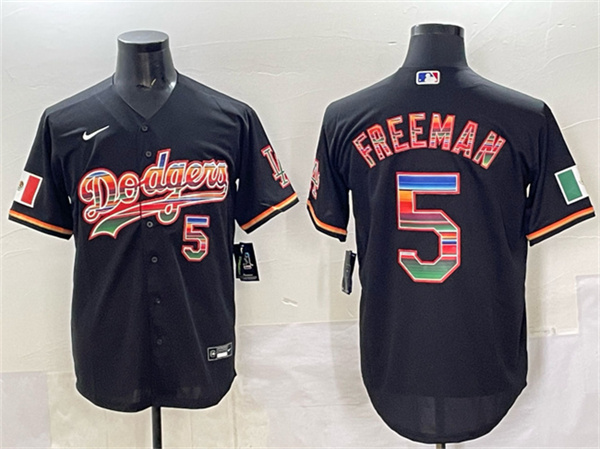 Men's Los Angeles Dodgers #5 Freddie Freeman Black Mexico Cool Base Stitched Baseball Jersey