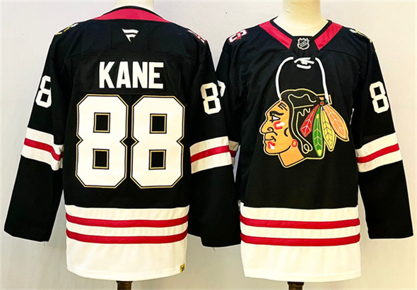 Men's Chicago Blackhawks #88 Patrick Kane Black Stitched Hockey Jersey