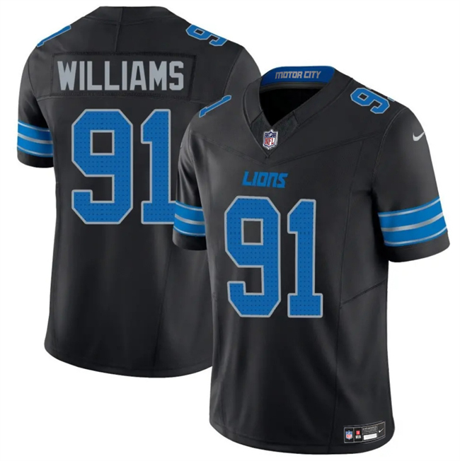 Men's Detroit Lions #91 Tyleik Williams Black 2025 F.U.S.E. Vapor Limited Football Stitched Game Jersey