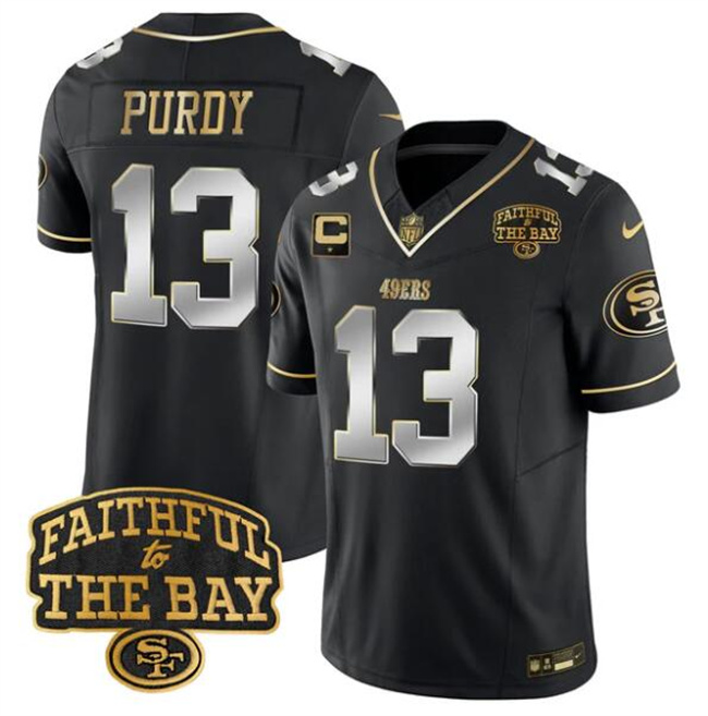 Men's San Francisco 49ers #13 Brock Purdy Black 2025 F.U.S.E. 1-Star C With Faithful To The Bay Patch Limited V8 Football Stitched Jersey