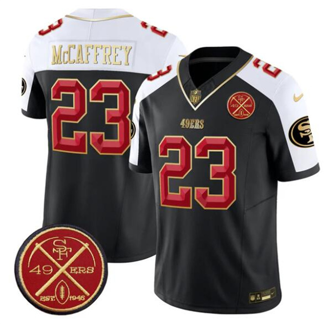 Men's San Francisco 49ers #23 Christian McCaffrey Black Alternate F.U.S.E. Est.1946 Patch Vapor Limited Football Stitched Jersey