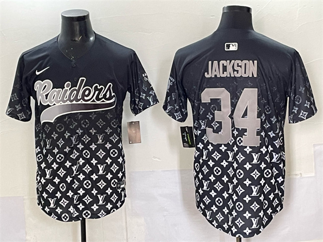 Men's Las Vegas Raiders #34 Bo Jackson Black Limited Stitched Baseball Jersey