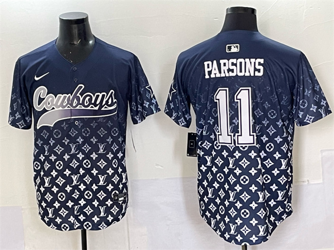 Men's Dallas Cowboys #11 Micah Parsons Navy Limited Stitched Baseball Jersey