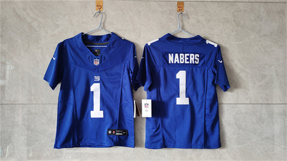 Women's New York Giants #1 Malik Nabers Blue F.U.S.E. Vapor Limited Stitched Jersey(Run Small)