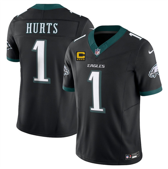 Men's Philadelphia Eagles #1 Jalen Jurts Black 2025 F.U.S.E. With 4-Star C Patch Vapor Untouchable Limited Football Stitched Jersey