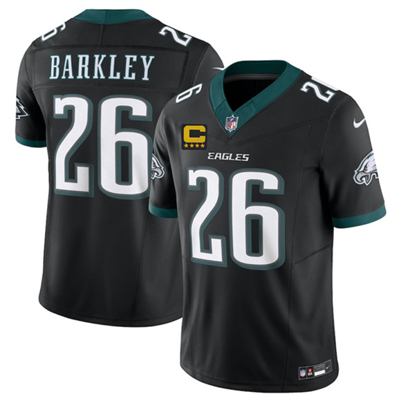 Men's Philadelphia Eagles #26 Saquon Barkley Black 2025 F.U.S.E. With 4-Star C Patch Vapor Untouchable Limited Football Stitched Jersey