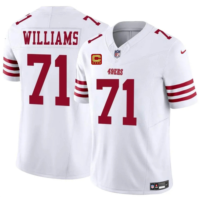 Men's San Francisco 49ers #71 Trent Williams White 2025 F.U.S.E. With 4-Star C Patch Vapor Untouchable Limited Stitched Football Jersey