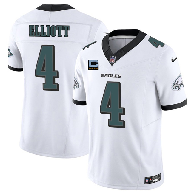 Men's Philadelphia Eagles #4 Jake Elliott White 2025 F.U.S.E. With 4-Star C Patch Vapor Untouchable Limited Stitched Football Jersey