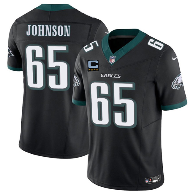 Men's Philadelphia Eagles #65 Lane Johnson Black 2025 F.U.S.E. With 4-Star C Patch Vapor Untouchable Limited Throwback Stitched Football Jersey