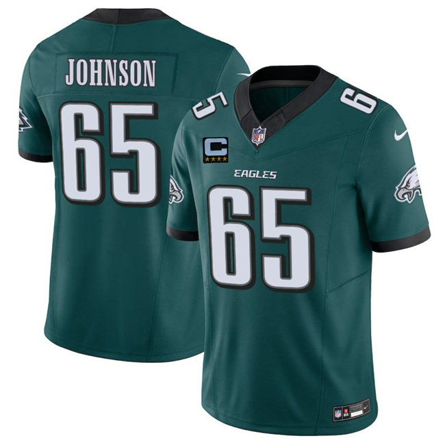 Men's Philadelphia Eagles #65 Lane Johnson Green 2025 F.U.S.E. With 4-Star C Patch Vapor Untouchable Limited Stitched Football Jersey