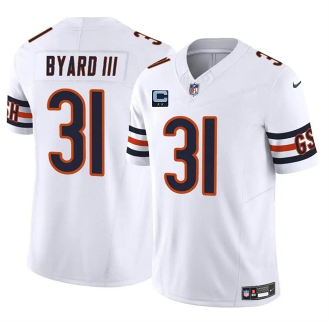 Men's Chicago Bears #31 Kevin Byard III White 2025 F.U.S.E. With 2-Star C Patch Vapor Untouchable Limited Stitched Football Jersey
