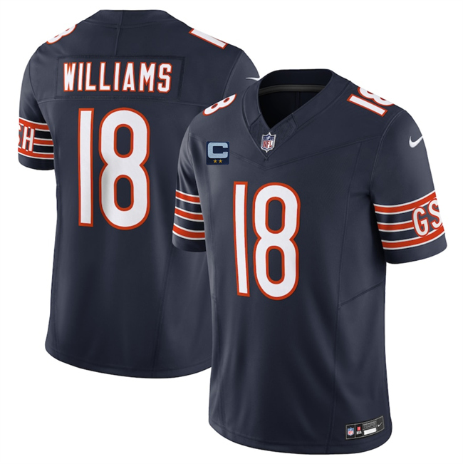 Men's Chicago Bears #18 Caleb Williams Navy 2025 F.U.S.E. With 2-Star C Patch Vapor Untouchable Limited Stitched Football Jersey