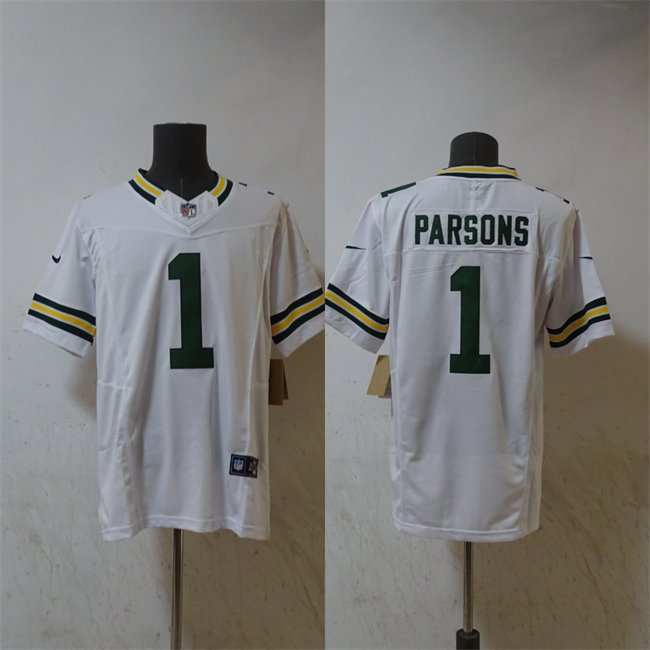 Men's Green Bay Packers #1 Micah Parsons White Vapor 2025 F.U.S.E. Limited Stitched Football Jersey