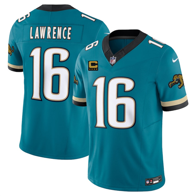 Men's Jacksonville Jaguars #16 Trevor Lawrence Teal 2025 F.U.S.E. With 4-Star C Patch Prowler Throwback Vapor Limited Football Stitched Jersey