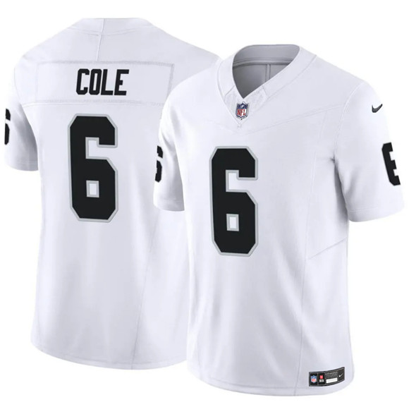 Men's Las Vegas Raiders #6 A.J. Cole White 2025 F.U.S.E. Vapor Untouchable Limited Football Stitched Jersey