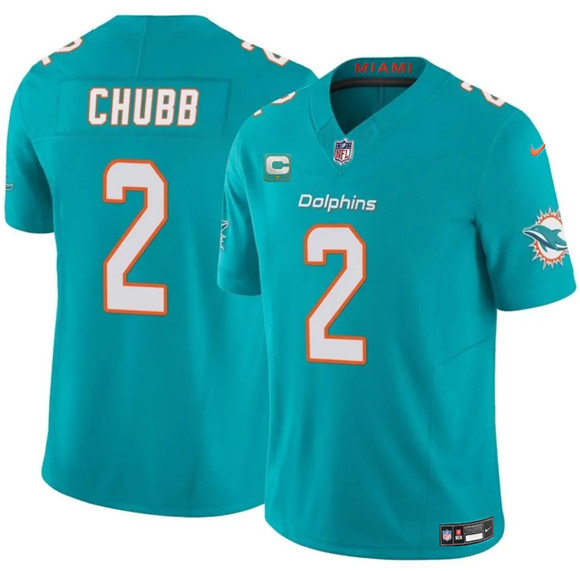 Men's Miami Dolphins #2 Bradley Chubb Aqua 2025 F.U.S.E. With 1-Star C Patch Vapor Limited Football Stitched Jersey
