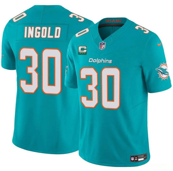 Men's Miami Dolphins #30 Alec Ingold Aqua 2025 F.U.S.E. With 3-Star C Patch Vapor Limited Football Stitched Jersey