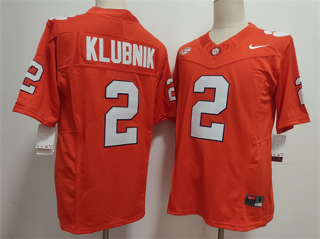 Men's Clemson Tigers #2 Cade Klubnik Orange F.U.S.E. Stitched Football Jersey