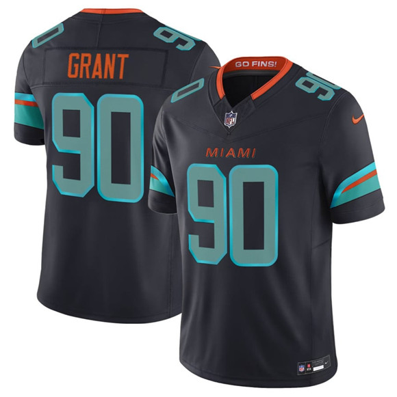 Men's Miami Dolphins #90 Kenneth Grant Black 2025 F.U.S.E. “Rivalries” Vapor Limited Football Stitched Jersey