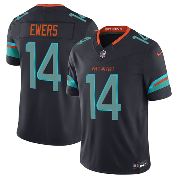 Men's Miami Dolphins #14 Quinn Ewers Black 2025 F.U.S.E. “Rivalries” Vapor Limited Football Stitched Jersey