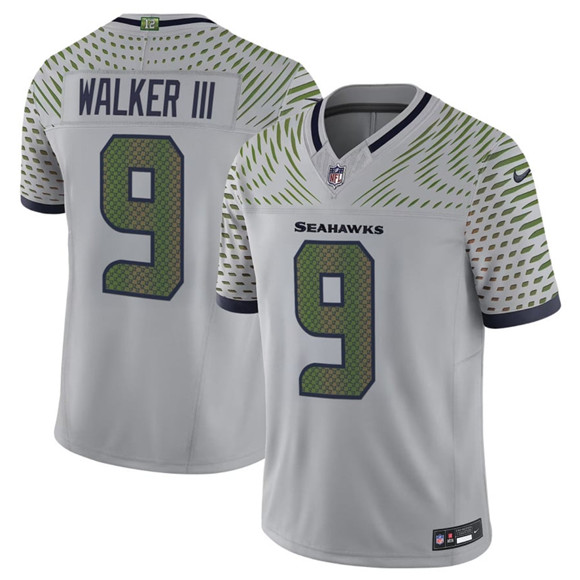 Men's Seattle Seahawks #9 Kenneth Walker III Gray 2025 F.U.S.E. “Rivalries” Vapor Limited Football Stitched Jersey