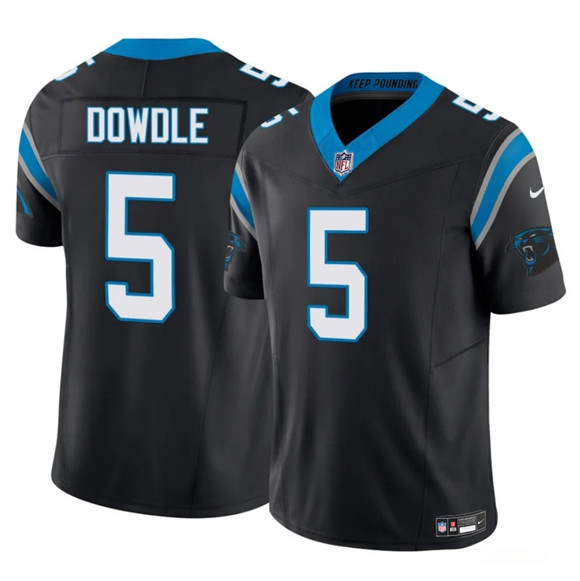 Men's Carolina Panthers #5 Rico Dowdle Black 2025 F.U.S.E. Vapor Limited Football Stitched Jersey