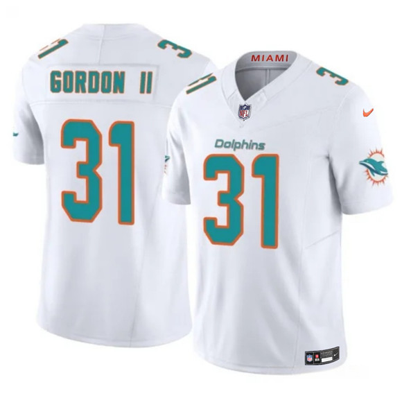 Men's Miami Dolphins #31 Ollie Gordon II White 2025 F.U.S.E. Vapor Limited Football Stitched Jersey