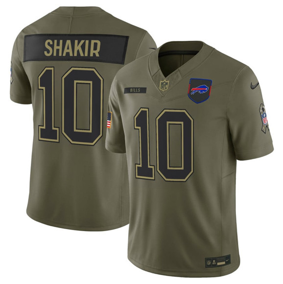 Men's Buffalo Bills #10 Khalil Shakir Olive 2025 Salute to Service Limited Football Stitched Jersey