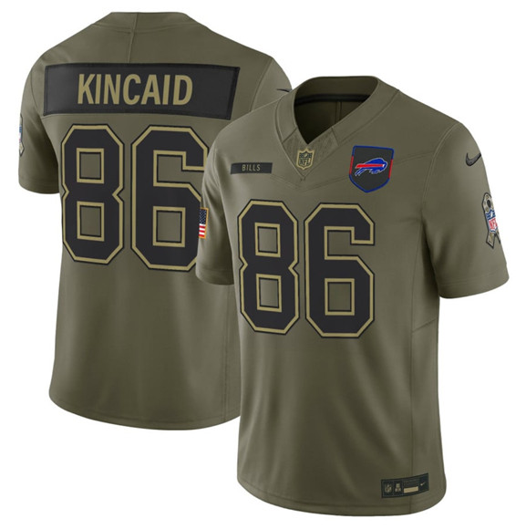 Men's Buffalo Bills #86 Dalton Kincaid Olive 2025 Salute to Service Limited Football Stitched Jersey