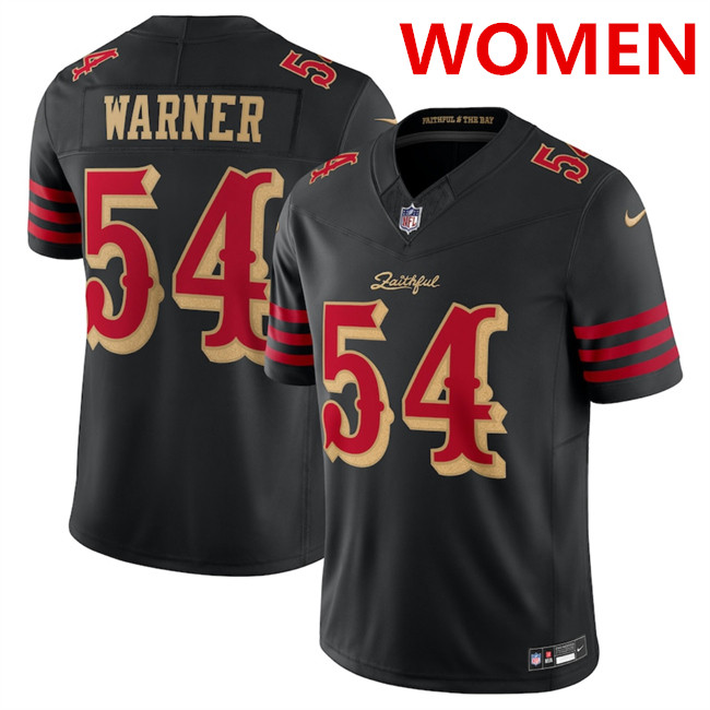 Women's San Francisco 49ers #54 Fred Warner Black 2025 F.U.S.E. “Rivalries” Vapor Limited Stitched Football Jersey(Run Small)