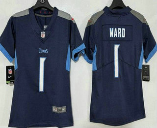 Women's Tennessee Titans #1 Cameron Ward Limited Navy Vapor Jersey