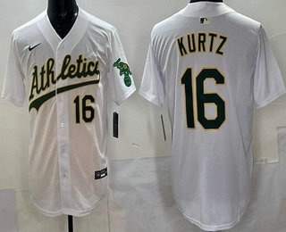 Men's Oakland Athletics #16 Nick Kurtz White Limited Jersey