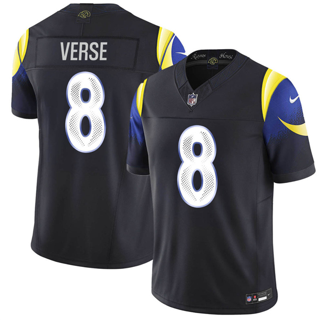 Men's Los Angeles Rams #8 Jared Verse midnight blue 2025 F.U.S.E. “Rivalries” Vapor Limited Football Stitched Jersey