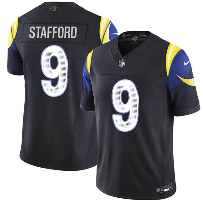 Men's Los Angeles Rams #9 Matthew Stafford midnight blue 2025 F.U.S.E. “Rivalries” Vapor Limited Football Stitched Jersey