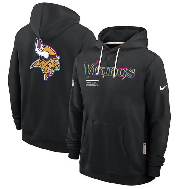 Men's Minnesota Vikings Black 2025 Crucial Catch Dri-FIT Hoodie