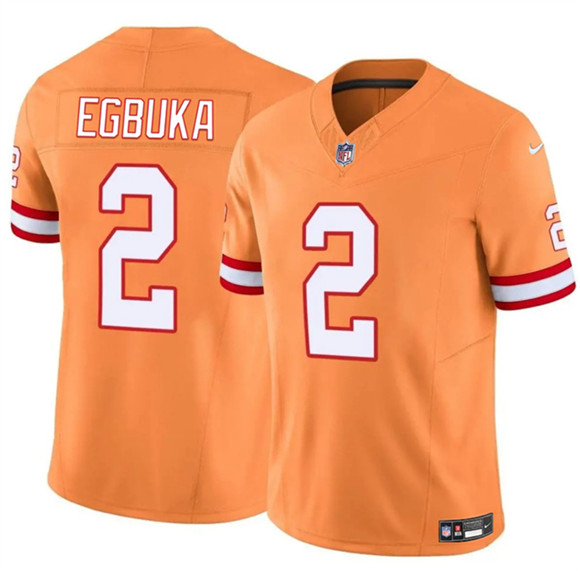 Men's Tampa Bay Buccaneers #2 Emeka Egbuka Orange 2025 Draft F.U.S.E. Throwback Limited Football Stitched Jersey